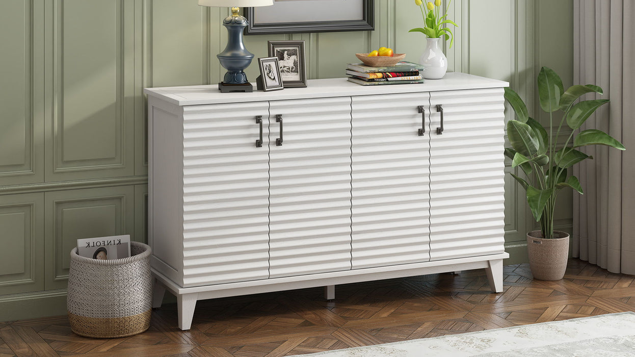 Trexm Sideboard With 4 Door Large Storage Buffet With Adjustable Shelves And Metal Handles For Kitchen, Living Room, Dining Room (Antique White)