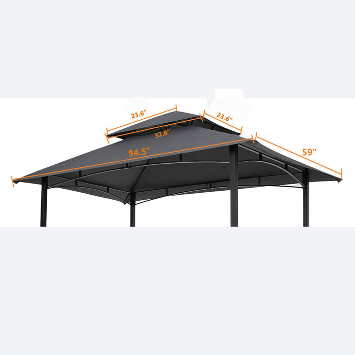8X5 Ft Grill Gazebo Replacement Canopy, Double Tiered Bbq Tent Roof Top Cover - Gray