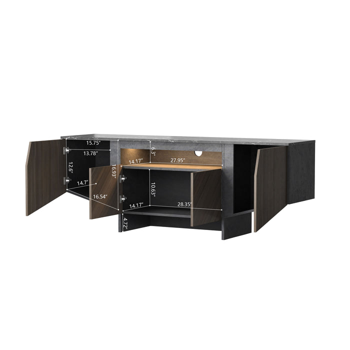 63" TV Stand With Led Lights, With Storage Cabinet And Shelves, TV Console Table Entertainment Center For Living Room, Bedroom