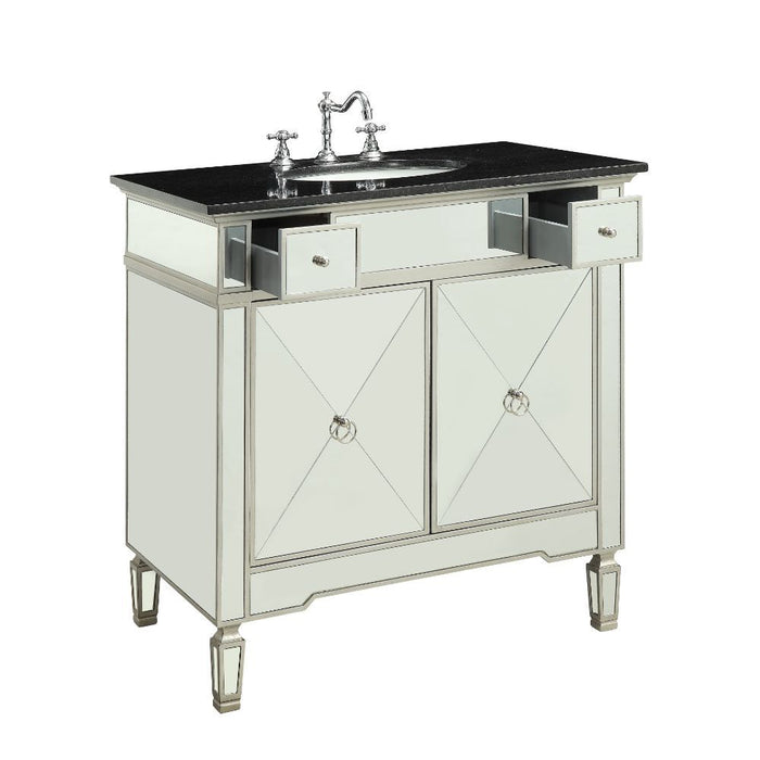 Atrian - Sink Cabinet - Black Marble & Mirrrored Unique Piece Furniture