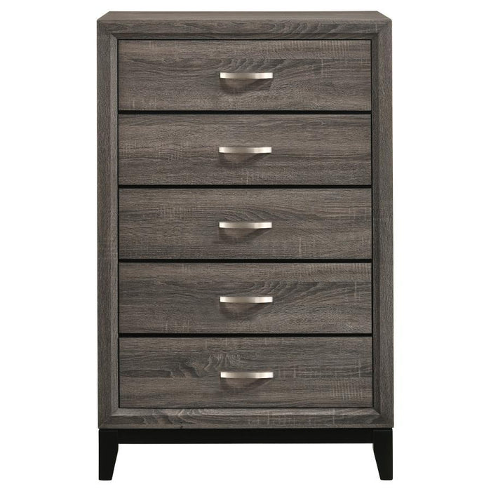 Watson - 5-Drawer Chest - Gray Oak And Black Unique Piece Furniture