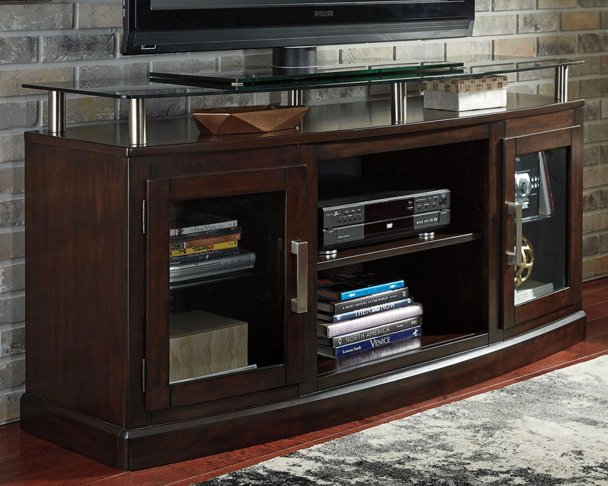 Chanceen - Dark Brown - Medium TV Stand/Fireplace Opt Unique Piece Furniture