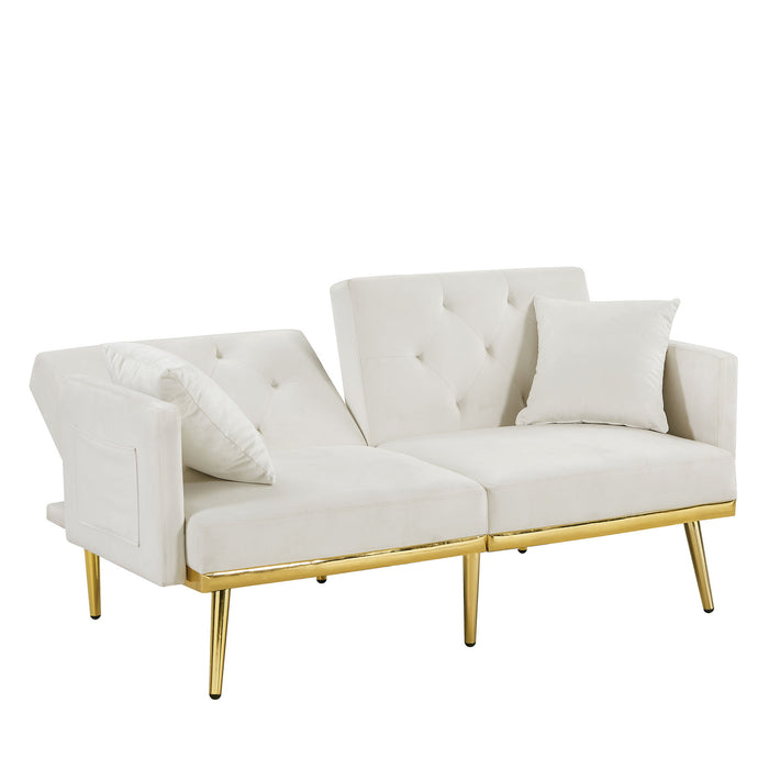 Sofa Bed - Cream White - Velvet
