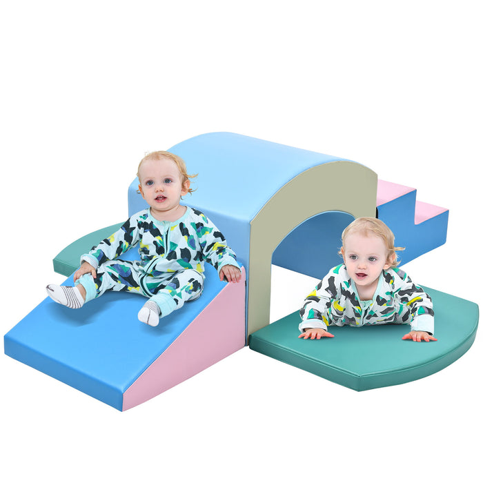 Soft Foam Play Set For Toddlers, Safe Softzone Single - Tunnel Foam Climber For Kids, Lightweight Indoor Active Play Structure With Slide Stairs And Ramp For Beginner Toddler Climb And Crawl