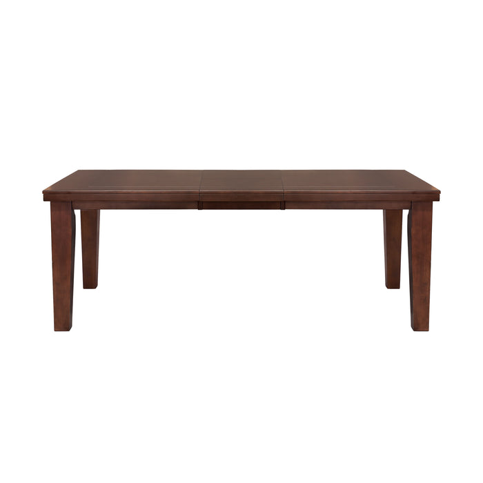 Dark Oak Finish Rectangular 1 Piece Dining Table With Self-Storing Extension Leaf Wooden Simple Dining Furniture