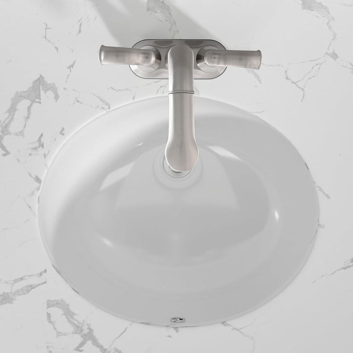 19"X16" Oval Shape Undermount Bathroom Sink Modern Pure White Porcelain Ceramic Lavatory Vanity Sink Basin With Overflow