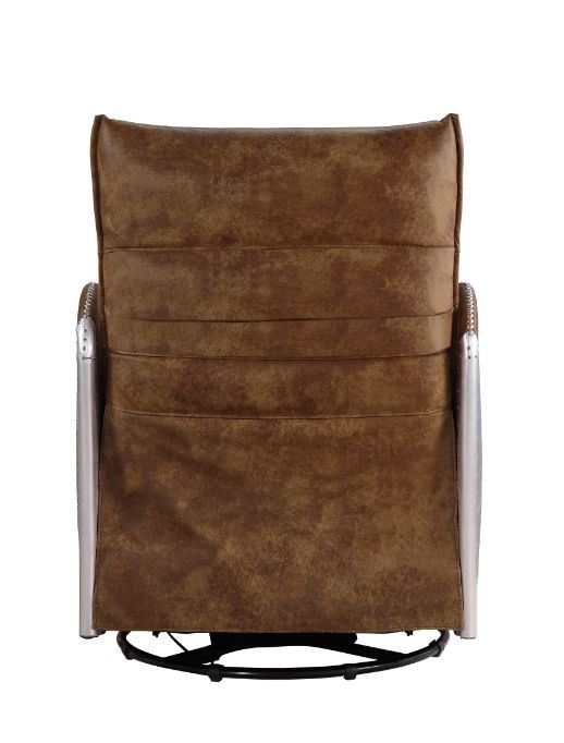 Qalurne - Recliner - 2-Tone Mocha Top Grain Leather & Aluminum Unique Piece Furniture