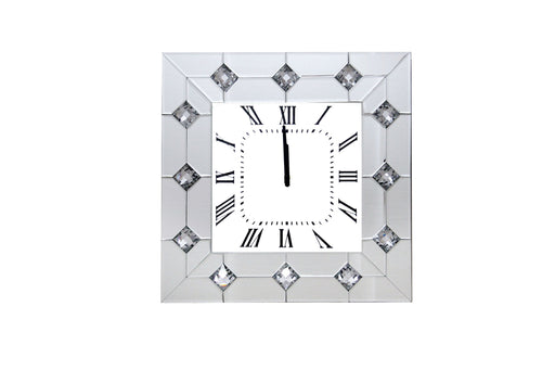Hessa - Wall Clock - Mirrored & Faux Rhinestones Unique Piece Furniture