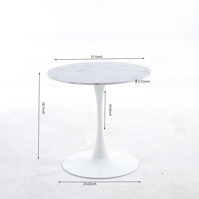 Tulip Special Dining Table - White Marble Color Top, MDF Dining Table, Kitchen Table, Exective Desk