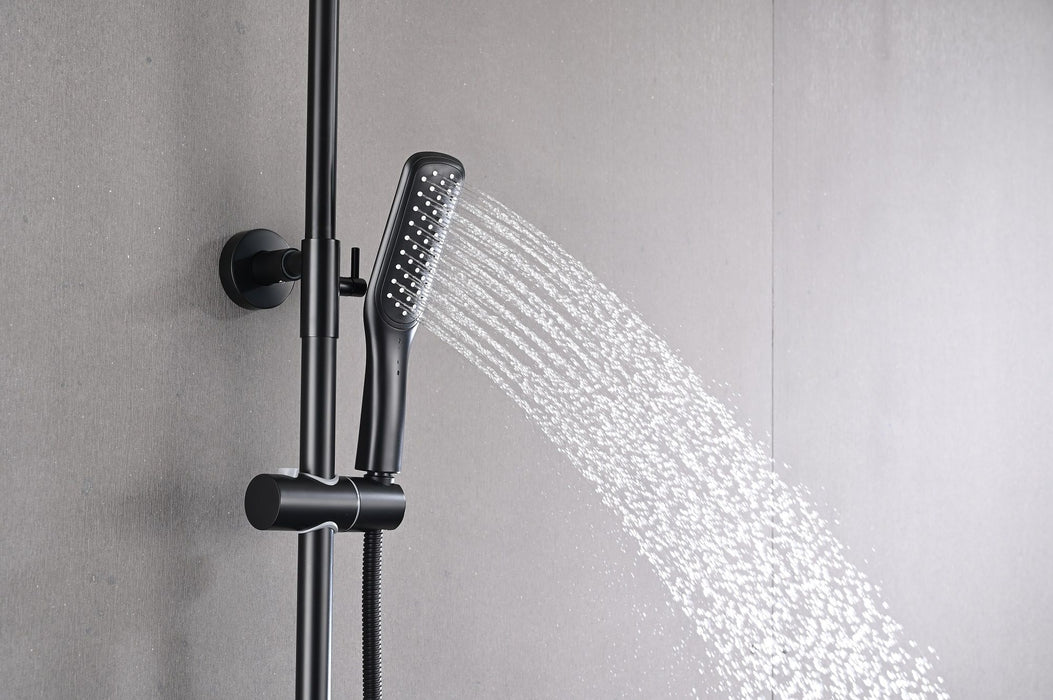 2 Function Thermostatic Rainfall Shower With Shower Head And Handheld Shower Faucet In Matte Black