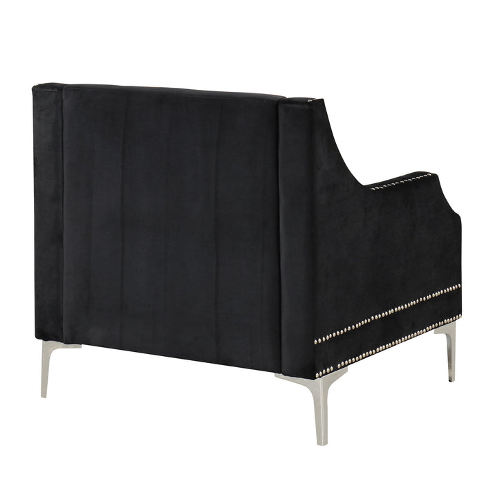 33.5" Modern Sofa Dutch Plush Upholstered Sofa With Metal Legs, Button Tufted Back Black