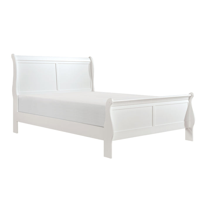 Classic Louis Philipe Style White Queen Size Bed 1 Piece Traditional Design Bedroom Furniture Sleigh Bed