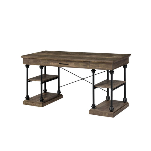 Synal - Writing Desk - Rustic Oak & Black Finish Unique Piece Furniture