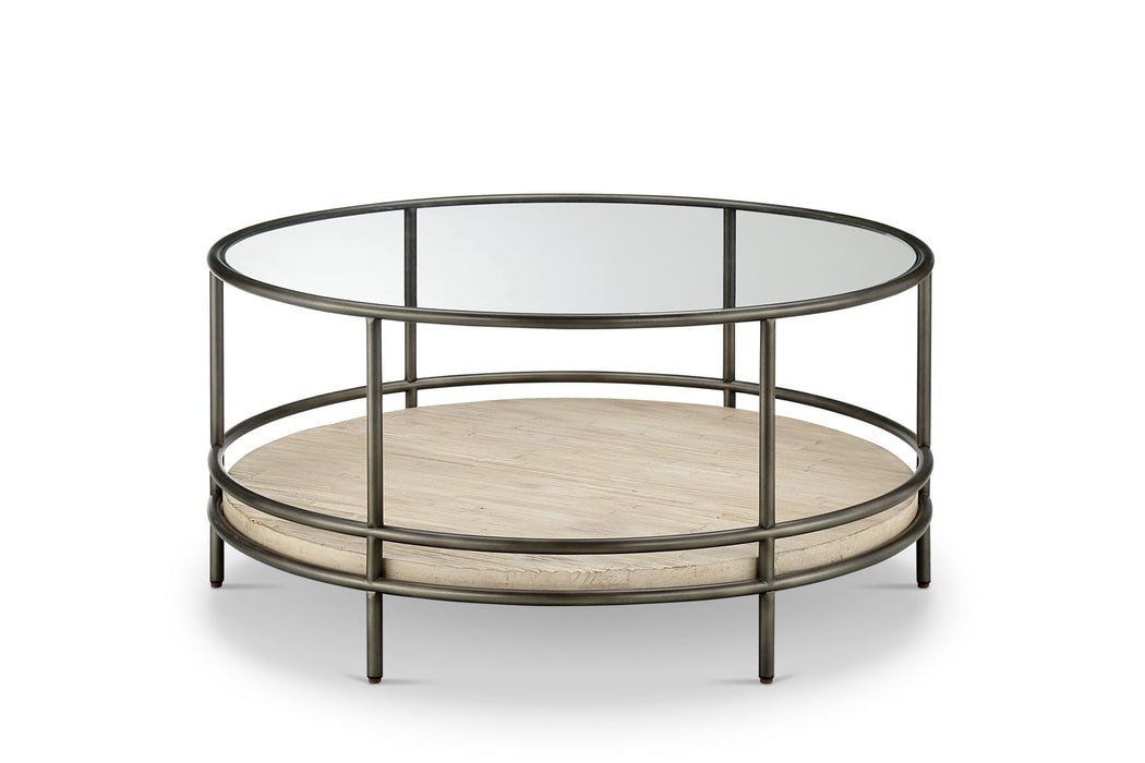 Cena - Round Cocktail Table - Natural And Vintage Nickel
