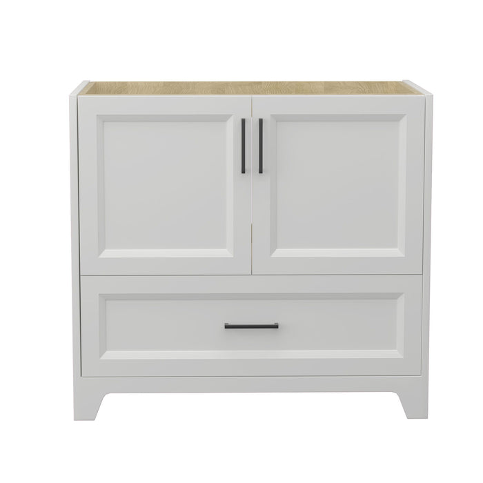 36" Solid Wood Bathroom Vanity Without Top Sink, Modern Bathroom Vanity Base Only, Birch Solid Wood And Plywood Cabinet, Bathroom Storage Cabinet With Double - Door Cabinet And 1 Drawer White