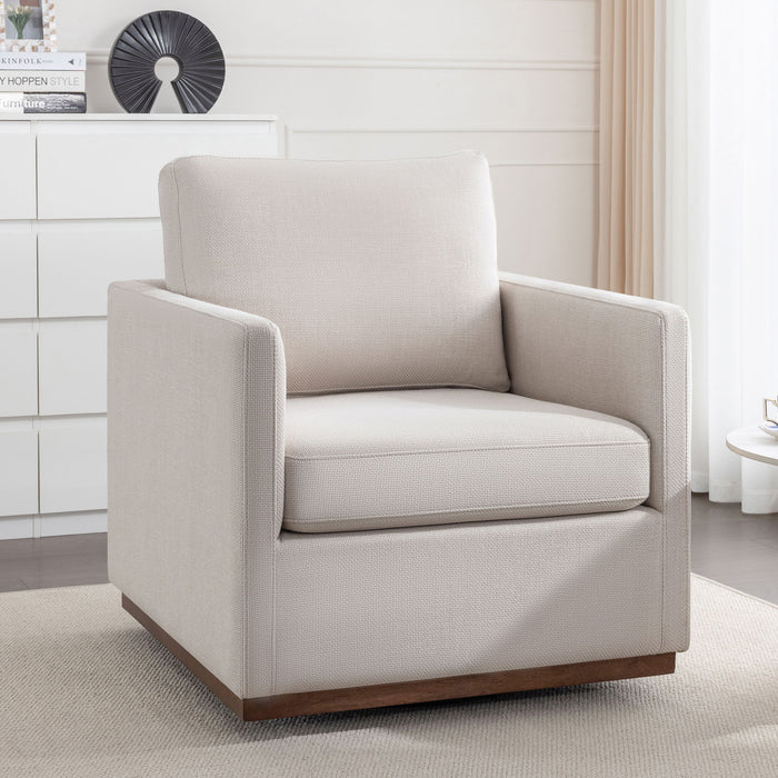 Mid Century Modern Swivel Accent Chair Armchair For Living Room, Bedroom, Guest Room, Office, Beige