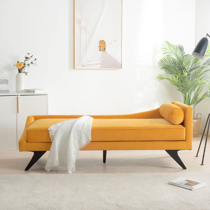 Right Square Arm Reclining Chaise Lounge - Yellow