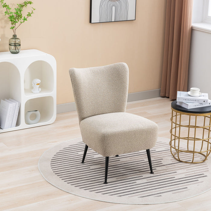 Boucle Upholstered Armless Accent Chair Modern Slipper Chair, Cozy Curved Wingback Armchair, Corner Side Chair For Bedroom Living Room Office Cafe Lounge Hotel Taupe