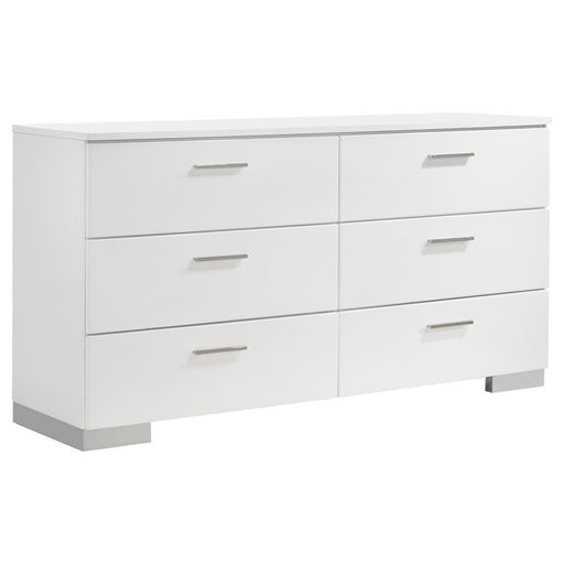 Felicity - 6-Drawer Dresser - Glossy White Unique Piece Furniture