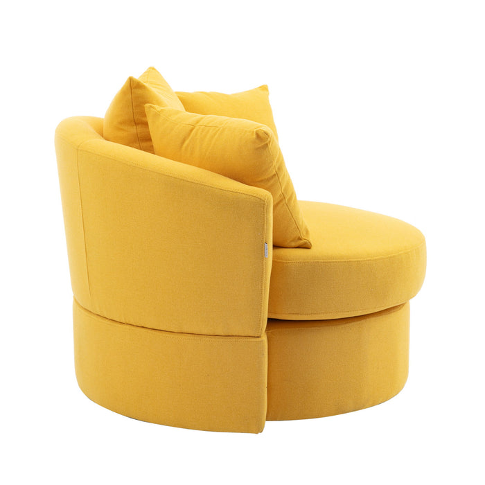 Modern Akili Swivel Accent Chair Barrel Chair For Hotel / Modern Leisure Chair - Yellow - Fabric