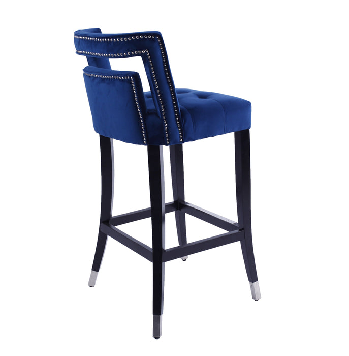 Suede Velvet Barstool With Nailheads Living Room Chair (Set of 2) - 30" Seater Height