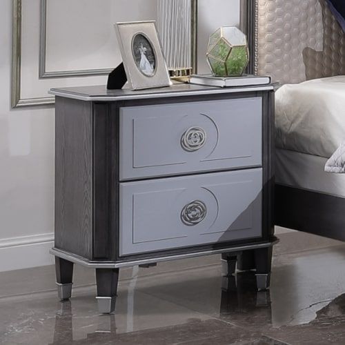 House - Beatrice Nightstand - Charcoal & Light Gray Finish Unique Piece Furniture