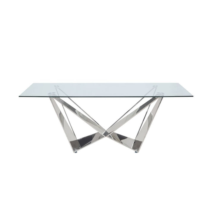 Dekel - Dining Table - Clear Glass & Stainless Steel Unique Piece Furniture