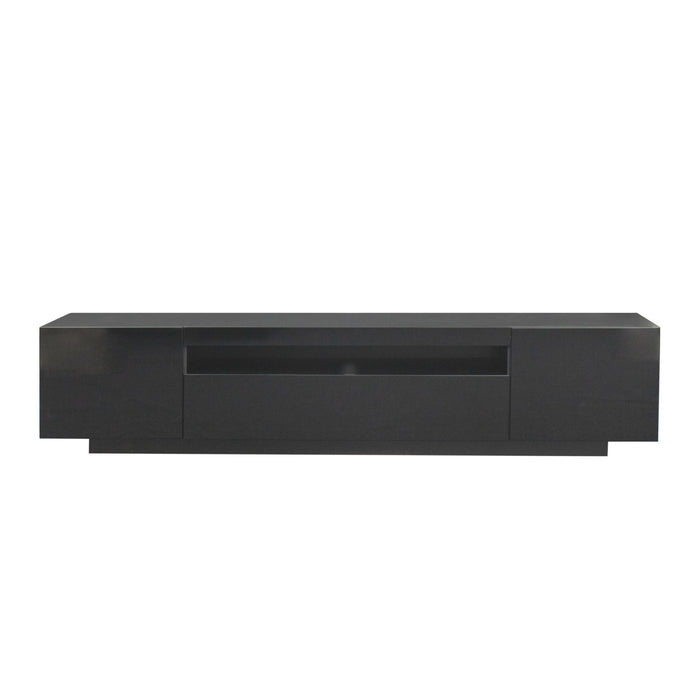 TV Cabinet Wholesale - Black TV Stand With Lights, Modern LED TV Cabinet With Storage Drawers, Entertainment Center Media