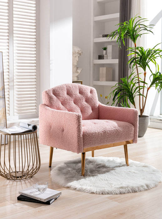 Coolmore Accent Chair, Leisure Single Sofa With Rose Golden Feet - Pink - Fabric