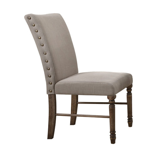 Leventis - Side Chair (Set of 2) - Cream Linen & Weathered Oak Unique Piece Furniture