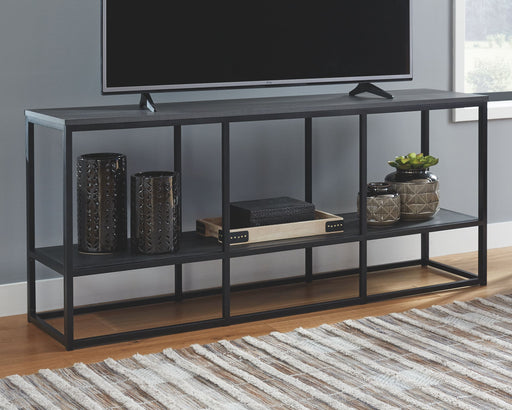 Yarlow - Black - Extra Large TV Stand - Open Shelves Unique Piece Furniture