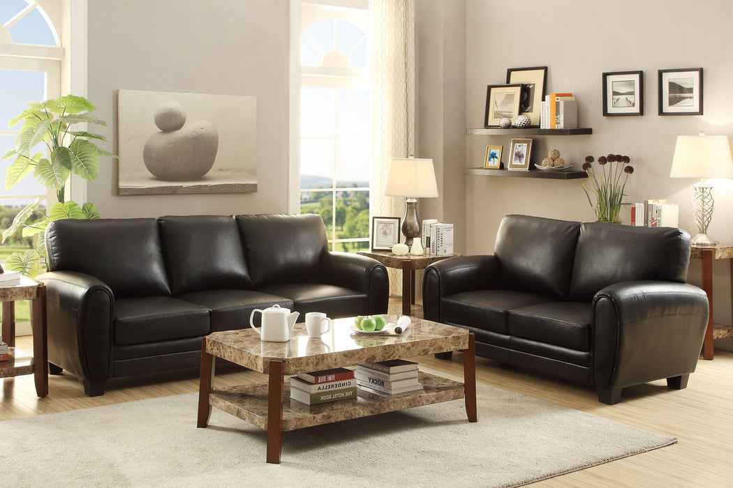 Modern Living Room Furniture 1 Piece Sofa Black Faux Leather Covering Retro Styling Furniture