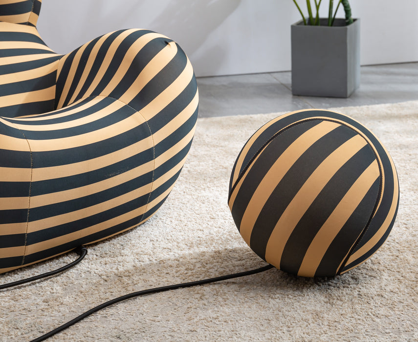 Barrel Chair With Ottoman, Mordern Comfy Stripe Chair For Living Room (3 Colors, 2 Size), Black & Yellow Stripe And Small Size