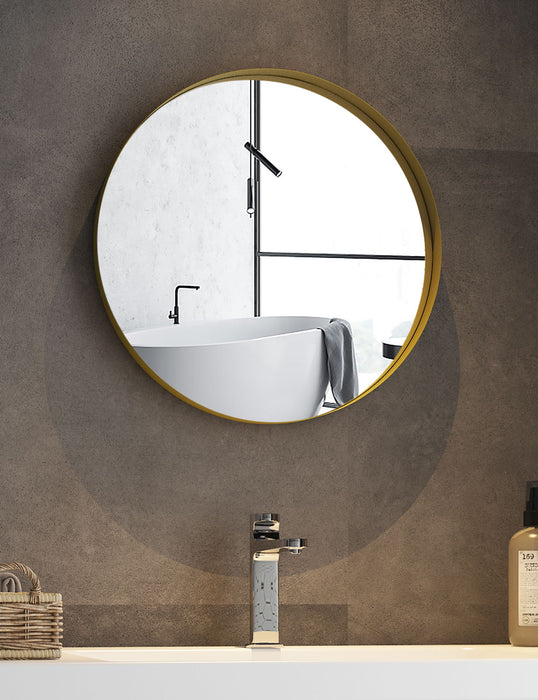 Metal Round Wall Mirror - Gold