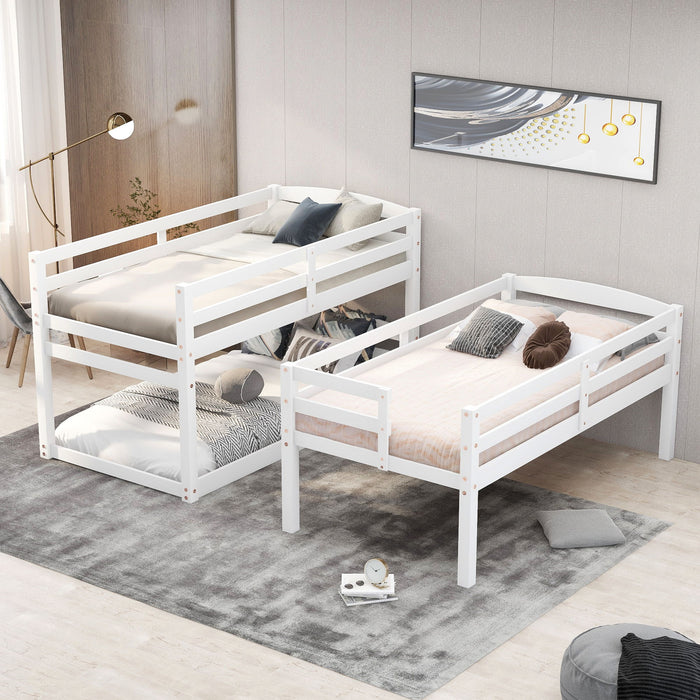 Twin Size Triple Bunk Bed With Storage Staircase, Separate Design, White