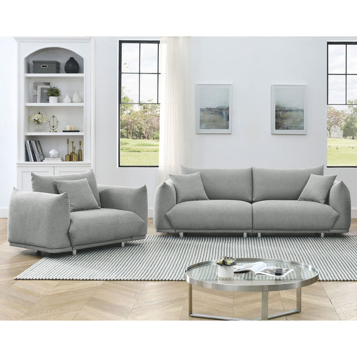 3-Seater + 1-Seater Combination Sofa Modern Couch For Living Room Sofa, Solid Wood Frame And Stable Metal Legs, 3 Pillows, Sofa Furniture For Apartment