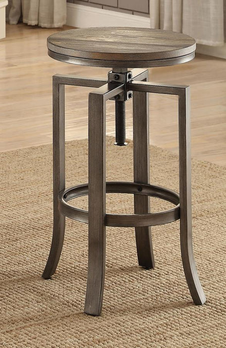 Bartlett - Adjustable Height Swivel Bar Stools (Set of 2) - Brushed Nutmeg And Slate Gray Unique Piece Furniture