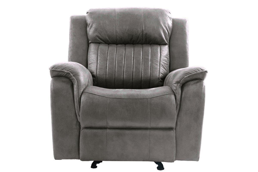 Contemporary Manual Motion Glider Recliner Chair 1 Piece Living Room Furniture Slate Blue Breathable Leatherette
