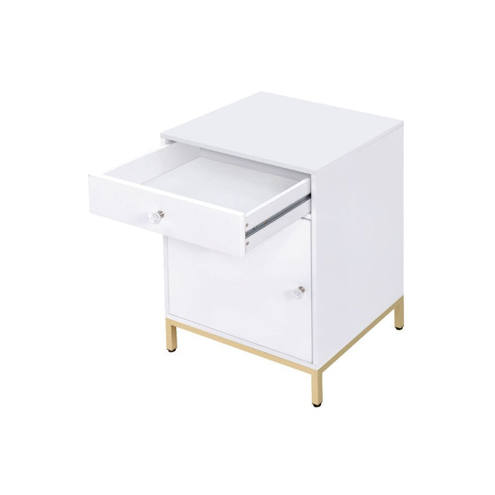 Ottey - Cabinet - White High Gloss & Gold Unique Piece Furniture