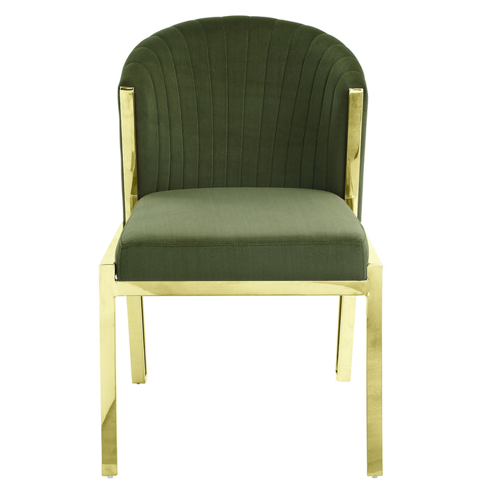Acme Fallon Side Chair (Set of 2) Green Velvet & Mirrored Gold Finish