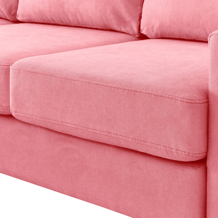 Upholstered Sectional Sofa Couch, L Shaped Couch With Storage Reversible Ottoman Bench 3 Seater For Living Room, Apartment, Compact Spaces, Fabric Pink