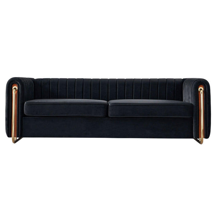 Modern Velvet Sofa Black Color - Velvet