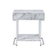 Wither - Accent Table - White Printed Faux Marble & Chrome Finish Unique Piece Furniture