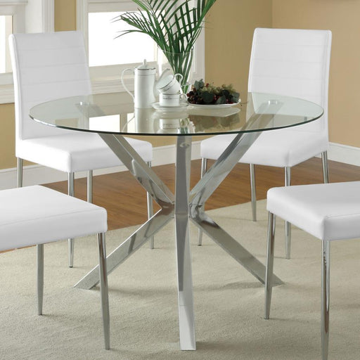 Vance - Glass Top Dining Table With X-Cross Base - Chrome Unique Piece Furniture