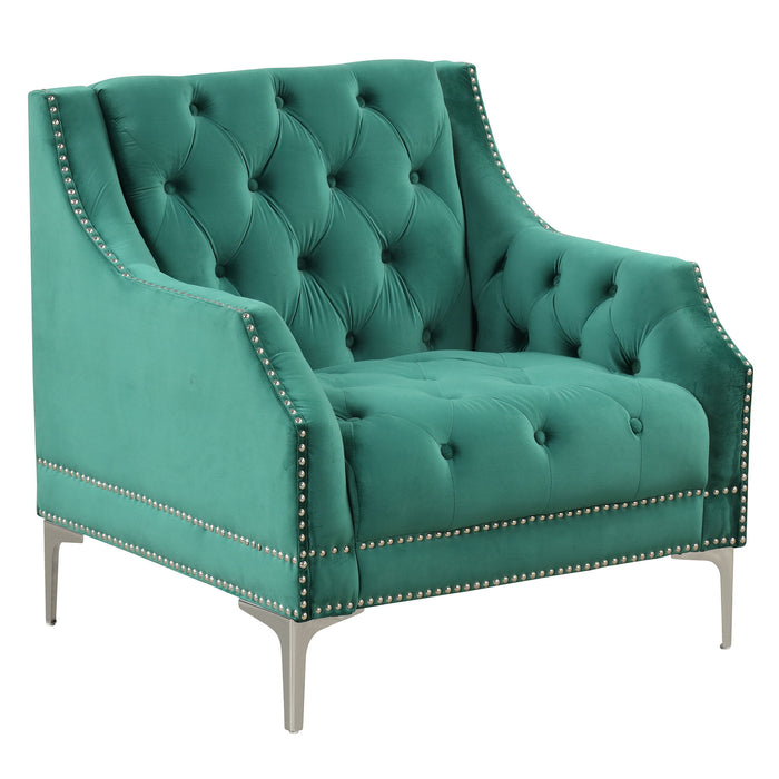 33.5" Modern Sofa Dutch Plush Upholstered Sofa With Metal Legs, Button Tufted Back Green
