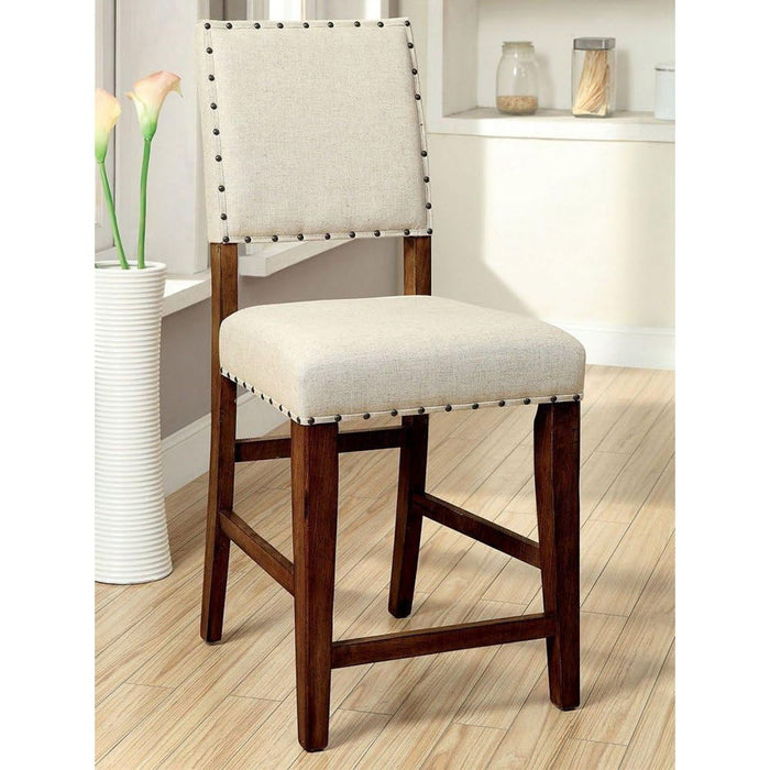 (Set of 2) Counter Height Chairs In Rustic Oak And Ivory