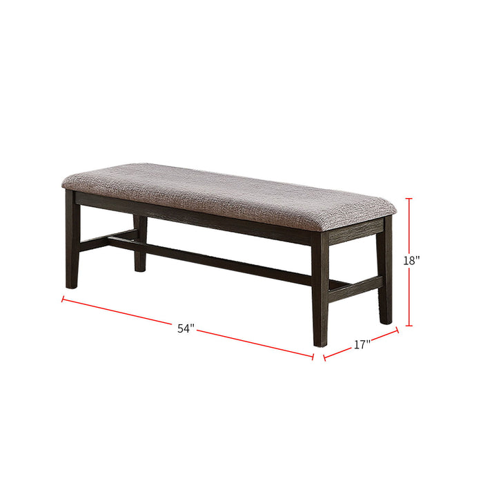 Dining Bench With Upholstered Cushion, Gray