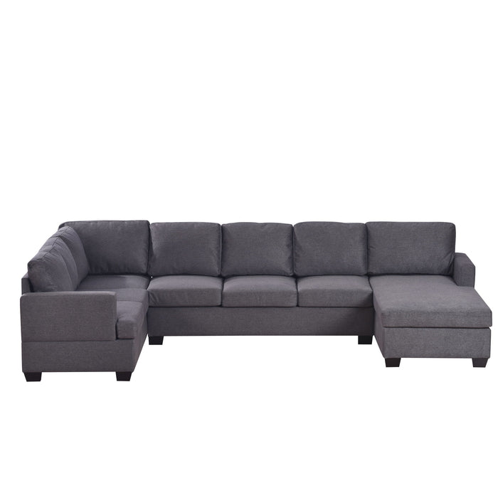 Ustyle Modern Large Upholstered U-Shape Sectional Sofa, Extra Wide Chaise Lounge Couch, Grey