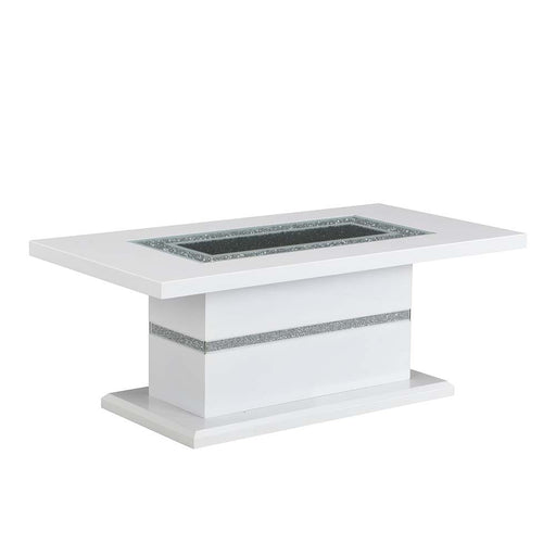 Elizaveta - Coffee Table - Faux Crystal Diamonds & White High Gloss Finish Unique Piece Furniture
