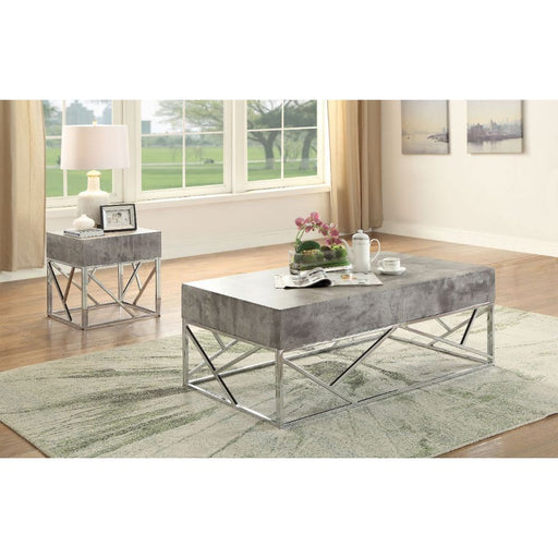 Burgo - End Table - Faux Marble & Chrome Unique Piece Furniture